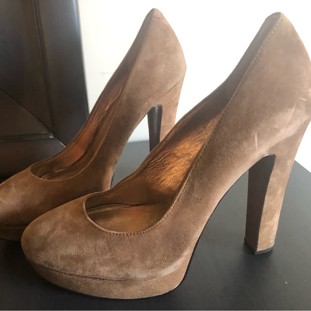 BCBGeneration Tan Platform Heels